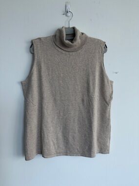 Joan Rivers Sleeveless Turtleneck Tank in Beige Taupe